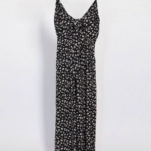 Topshop Petite tie front jumpsuit in black floral